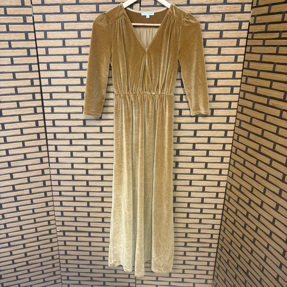Baltic Born Gold Velvet Maxi Dress Size XS